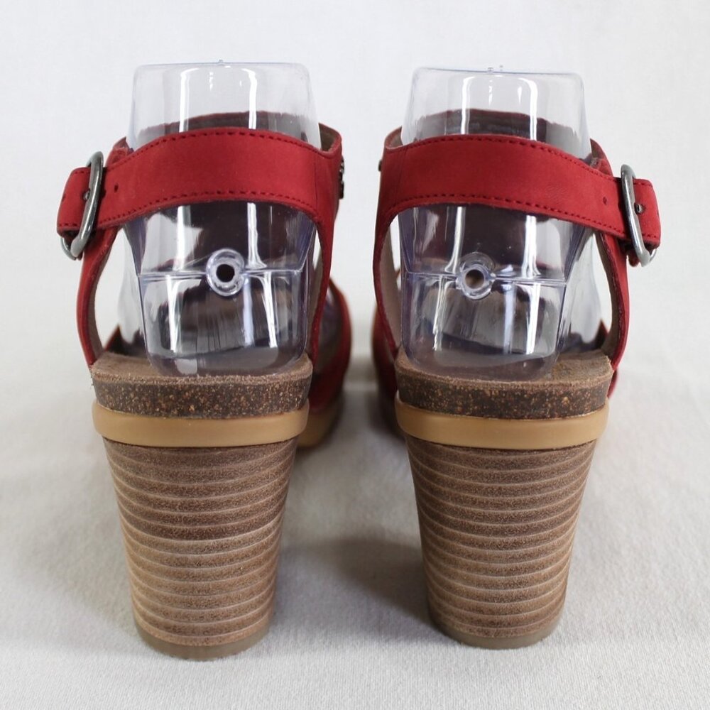 Dansko Deandra Sandals Womens Size 38 US 8 Red Studded Leather Block Heel - Picture 6 of 11